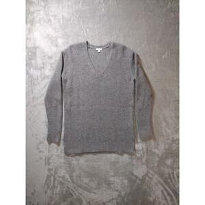 Gap Gray V-Neck Sweater Men's M Wool Cotton Blend Academia Quiet Luxury Classic